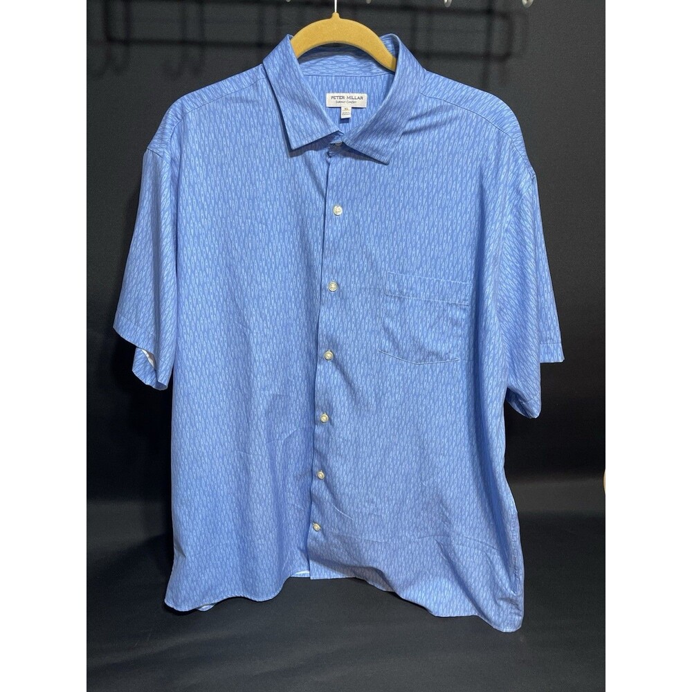 Peter Millar Summer Comfort Shirt XL Blue Performance Golf Button Up